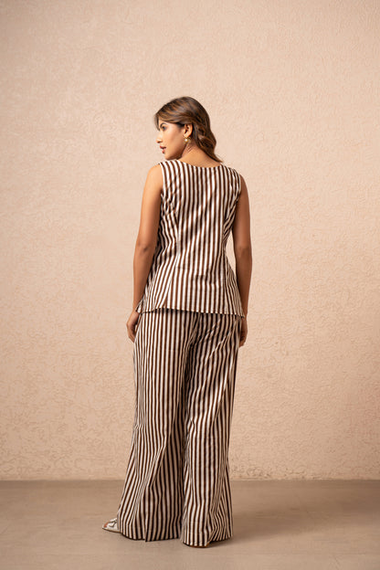 KATE BROWN STRIPED 2 PIECE COORD SET