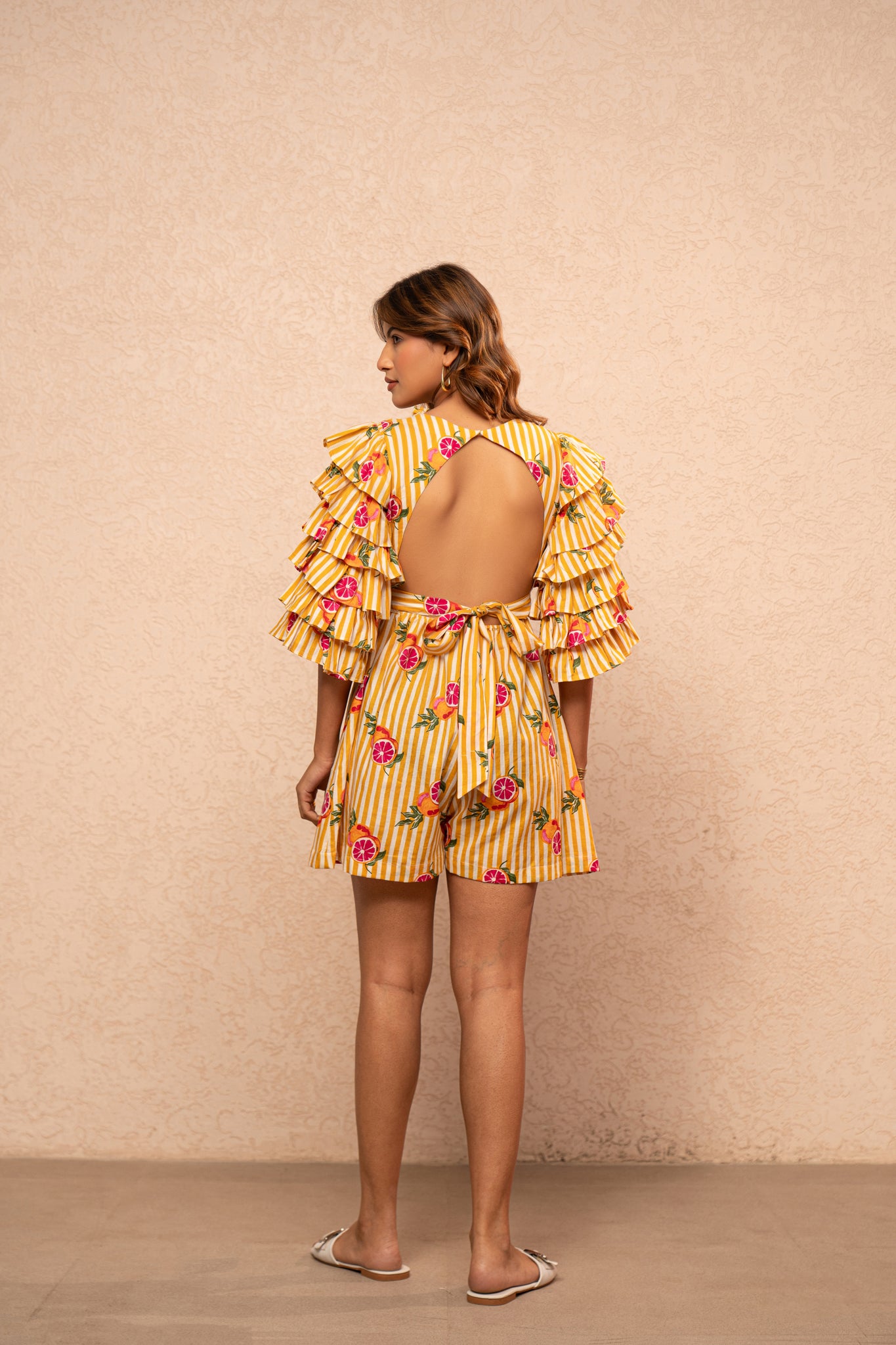 IRIS YELLOW PRINTED SHORT JUMPSUIT