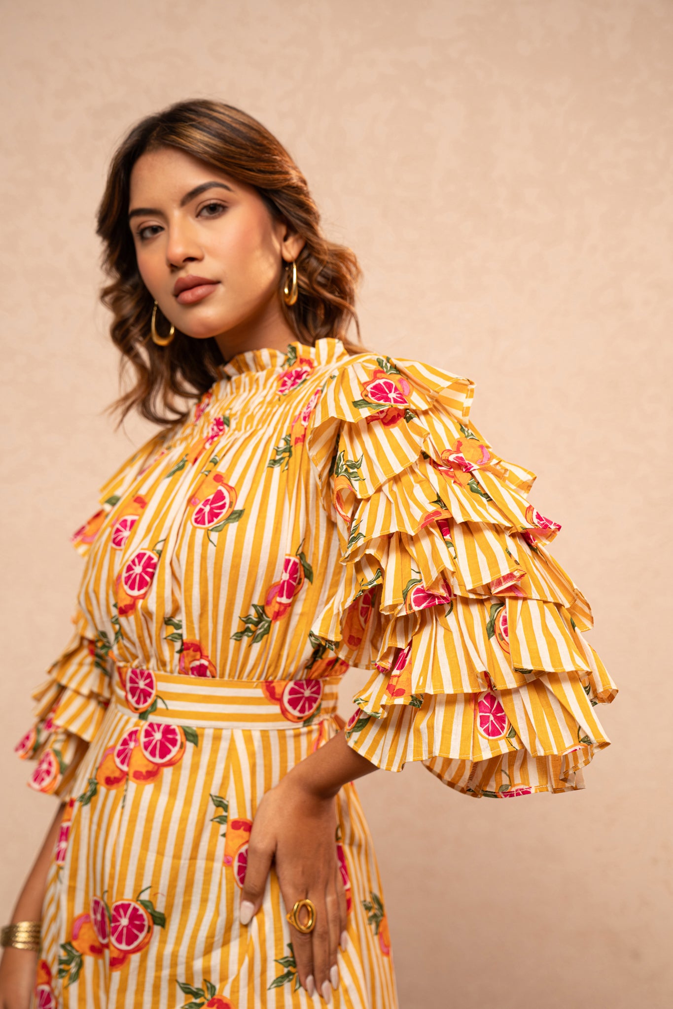 IRIS YELLOW PRINTED SHORT JUMPSUIT