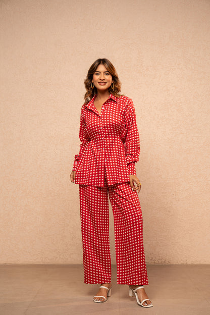 MILIE BLUE GINGHAM 2 PIECE COORD SET