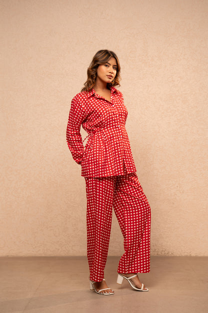 MILIE BLUE GINGHAM 2 PIECE COORD SET