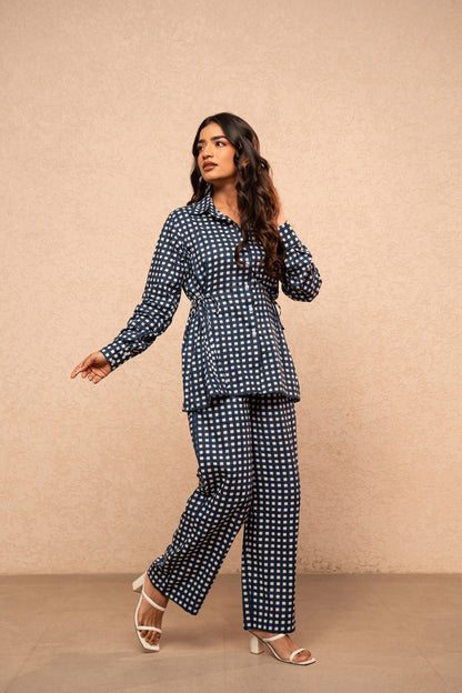 MILIE BLUE GINGHAM 2 PIECE COORD SET