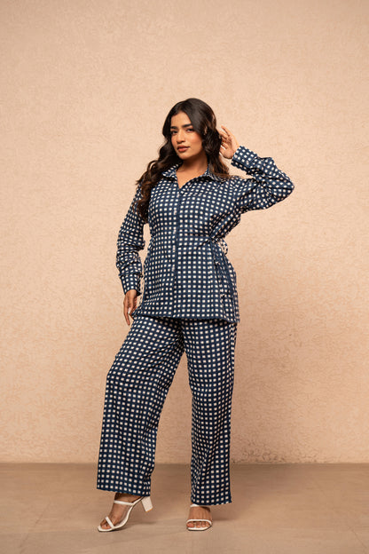 MILIE BLUE GINGHAM 2 PIECE COORD SET