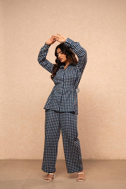 MILIE BLUE GINGHAM 2 PIECE COORD SET