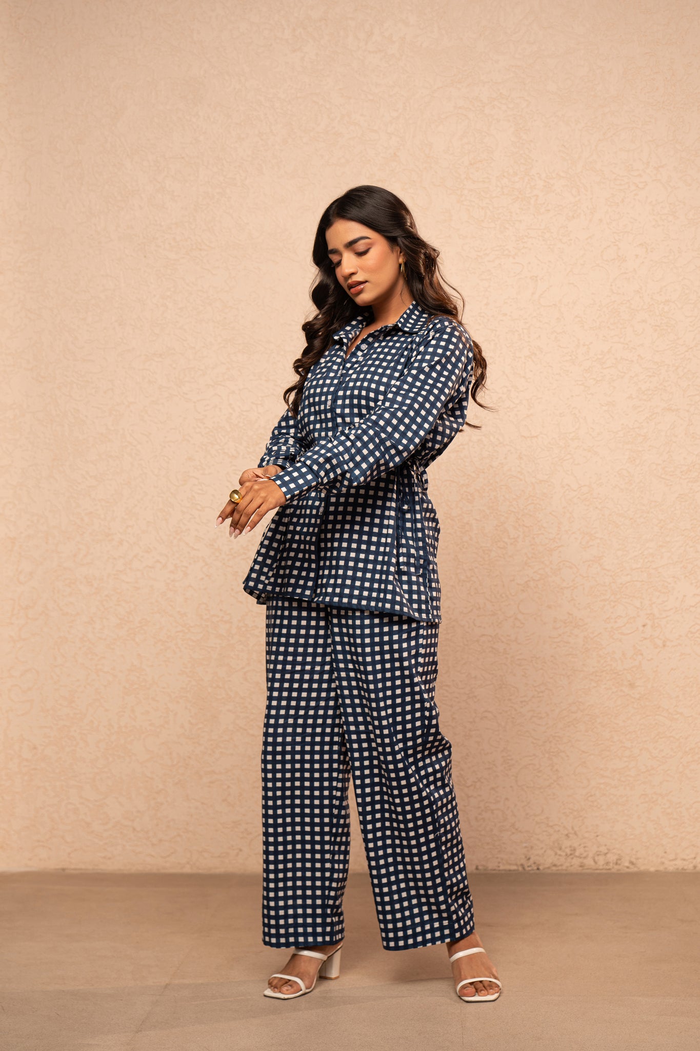 MILIE BLUE GINGHAM 2 PIECE COORD SET