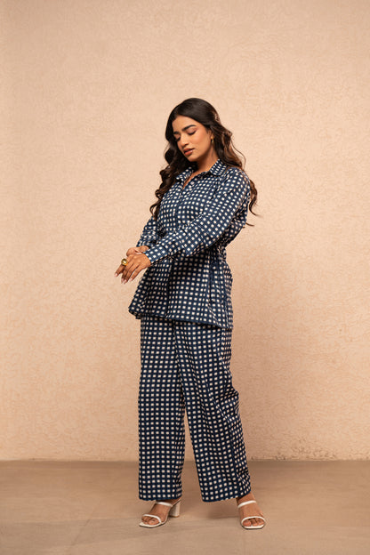 MILIE BLUE GINGHAM 2 PIECE COORD SET