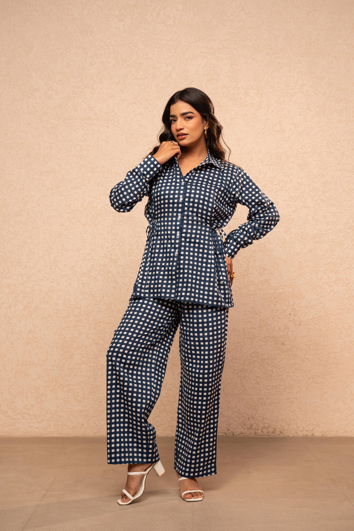 MILIE BLUE GINGHAM 2 PIECE COORD SET