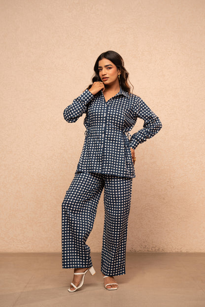 MILIE BLUE GINGHAM 2 PIECE COORD SET