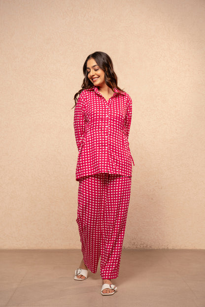 MILIE BLUE GINGHAM 2 PIECE COORD SET