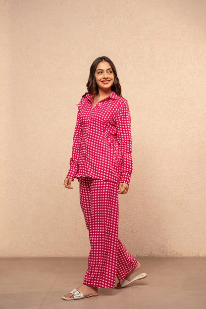 MILIE BLUE GINGHAM 2 PIECE COORD SET