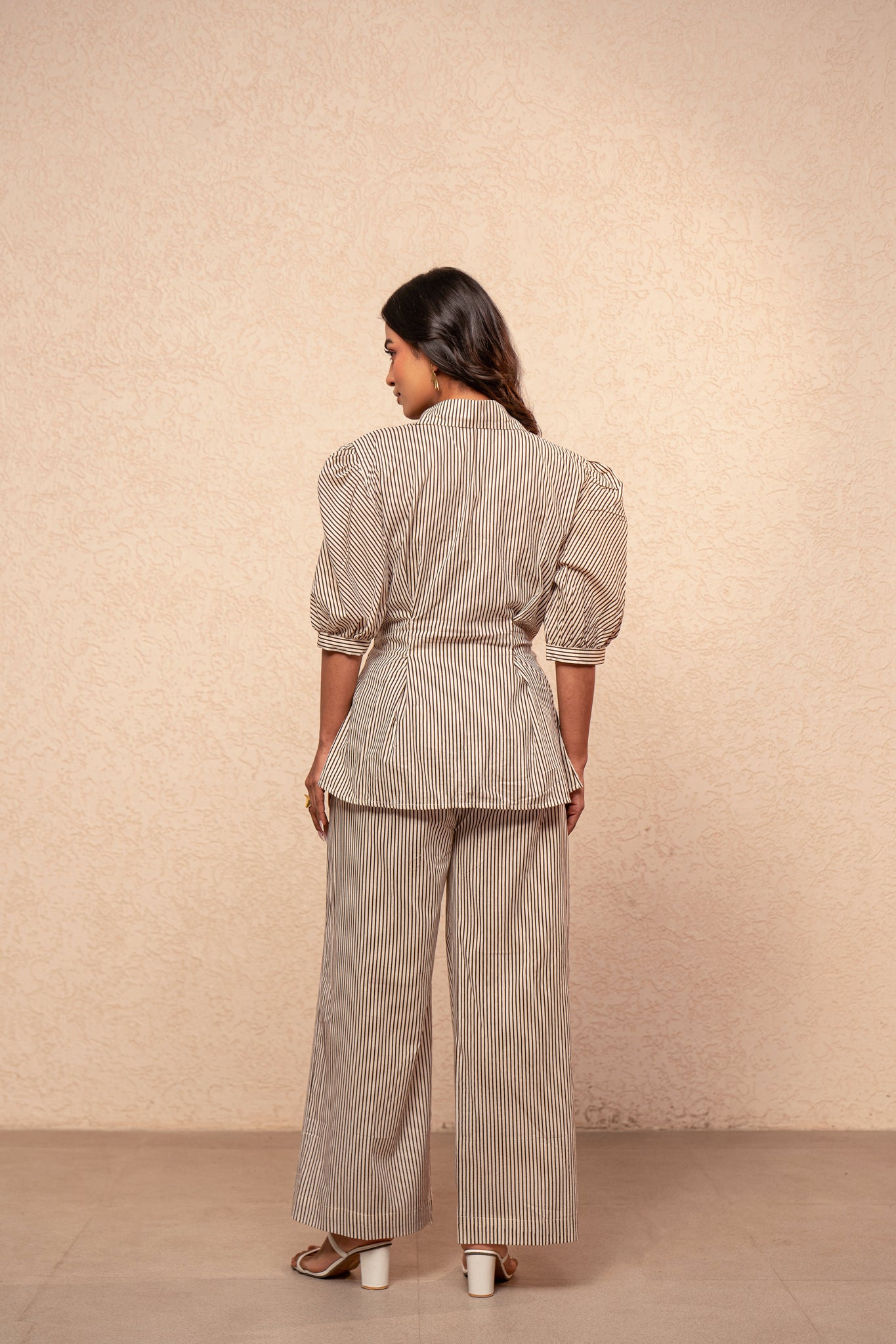 MYLA BROWN STRIPED CO-ORD SET