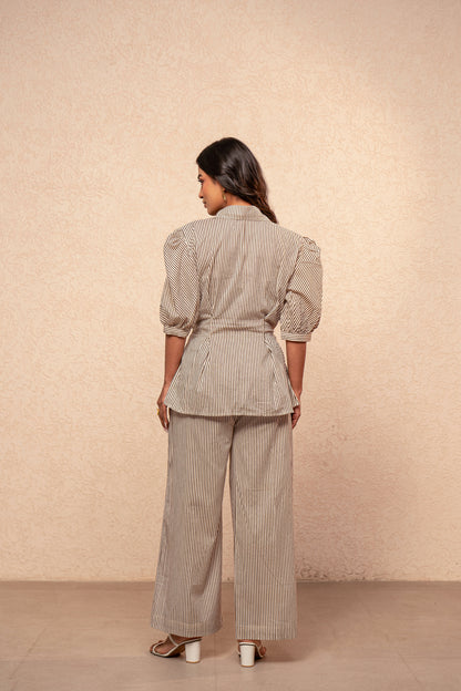 MYLA BROWN STRIPED CO-ORD SET