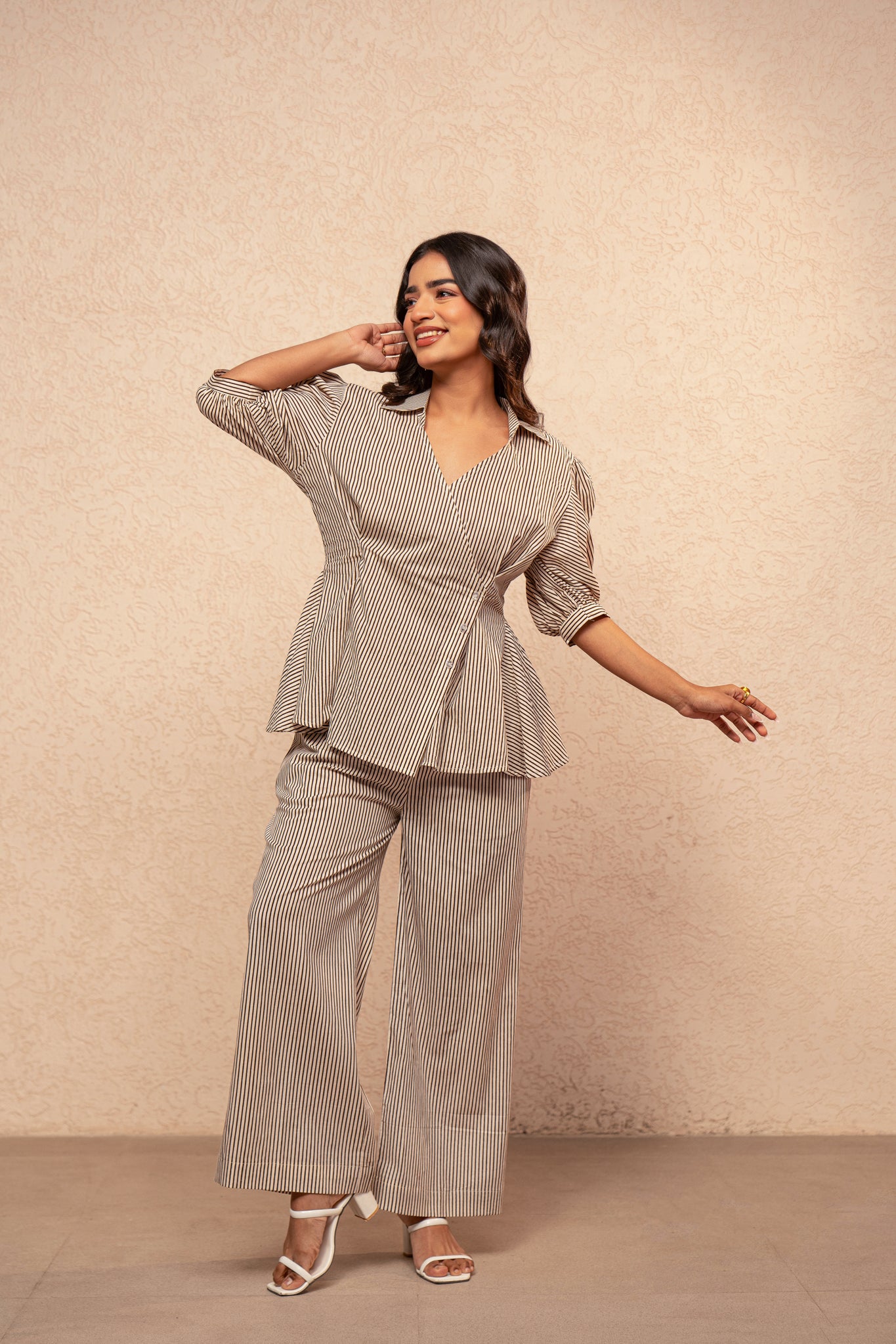 MYLA BROWN STRIPED CO-ORD SET
