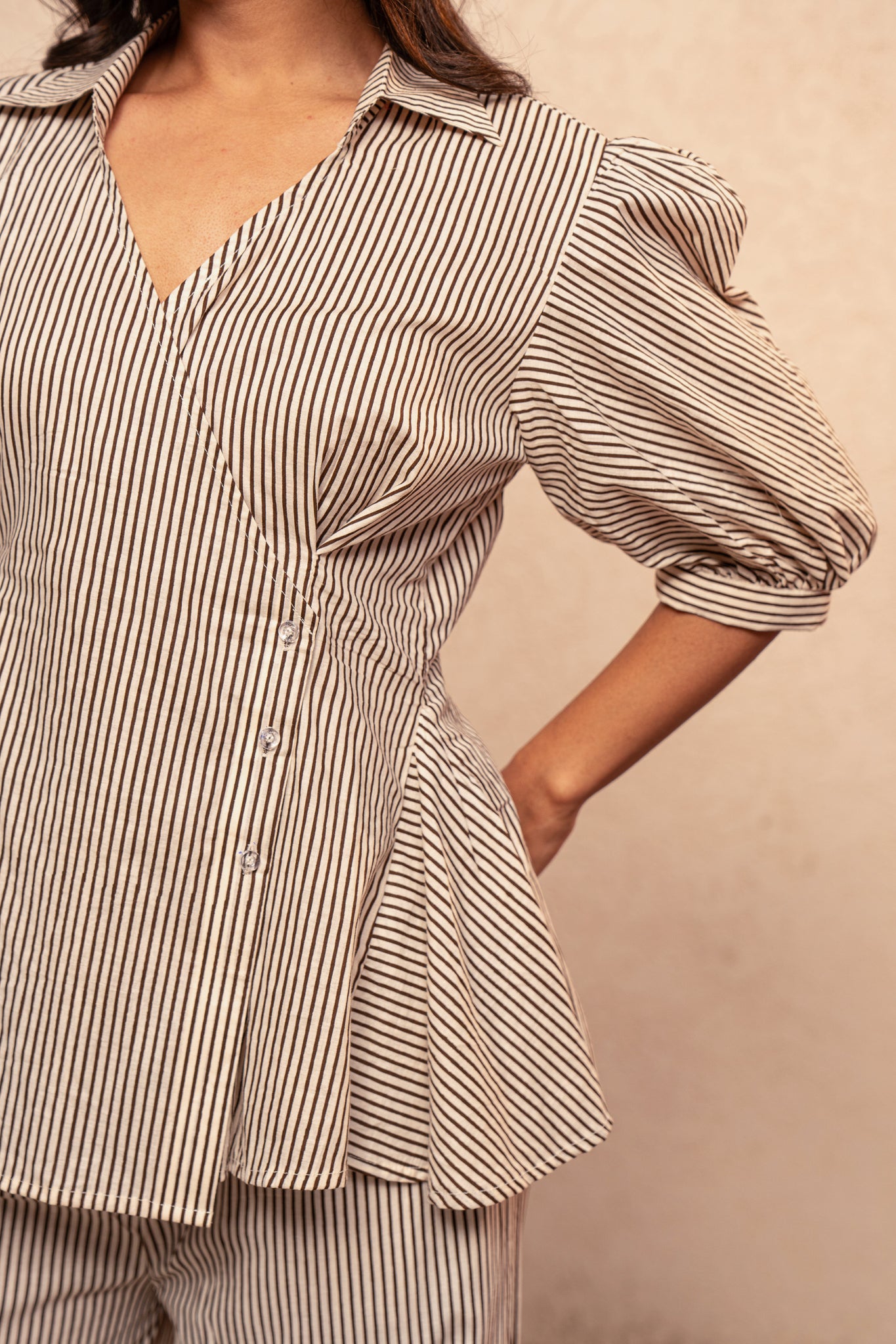 MYLA BROWN STRIPED CO-ORD SET