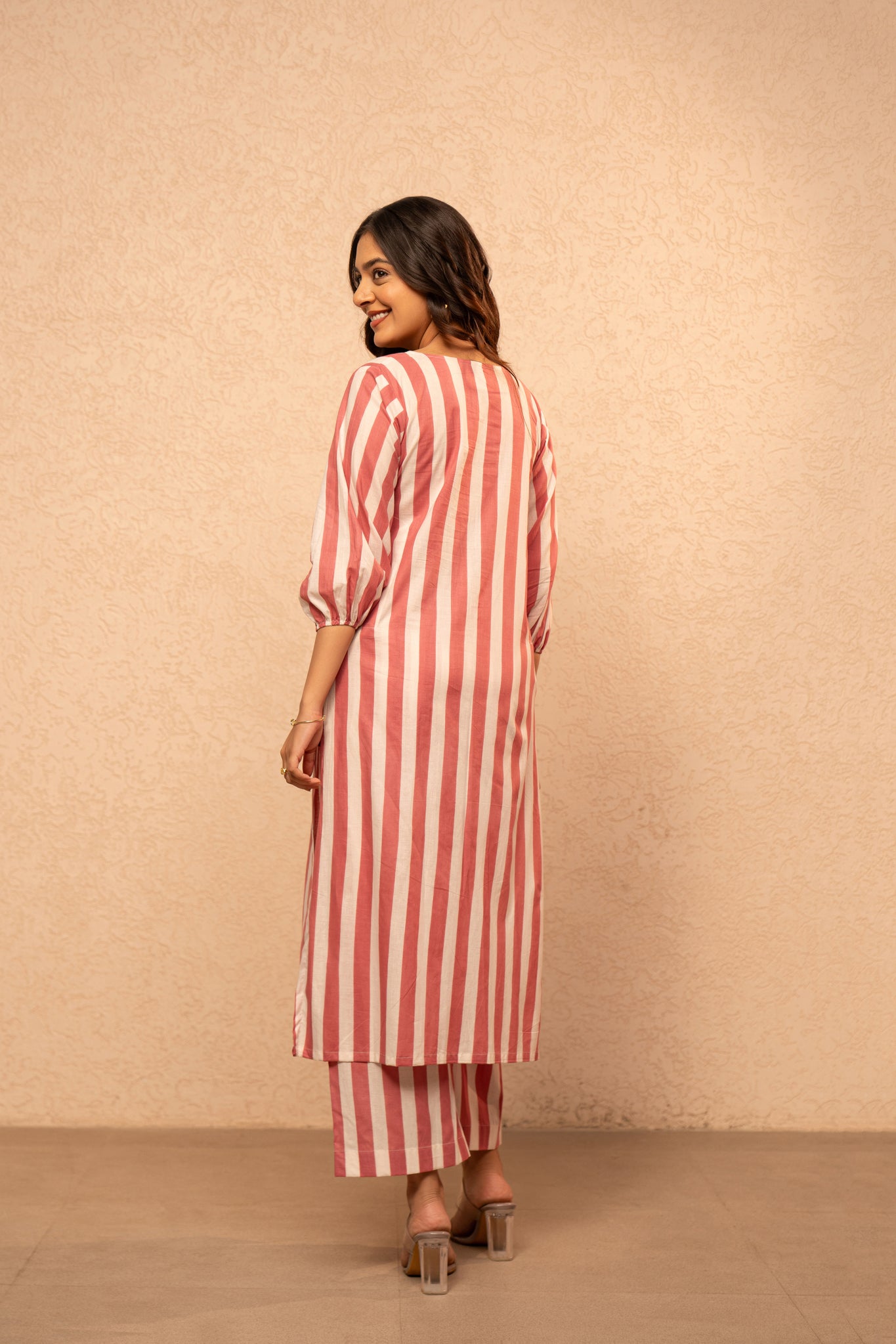 KIVIRA YELLOW STRIPED KURTA SET