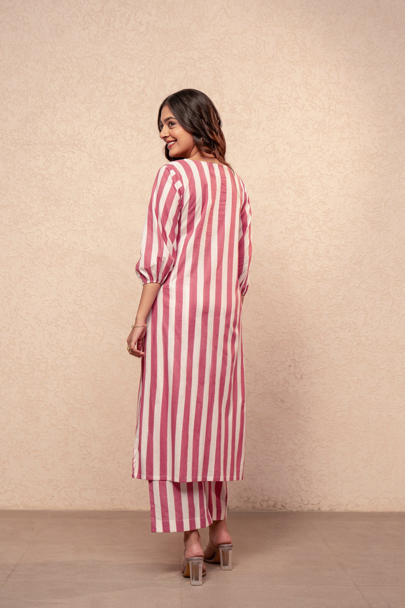 RUTH GREEN STRIPED KURTA SET