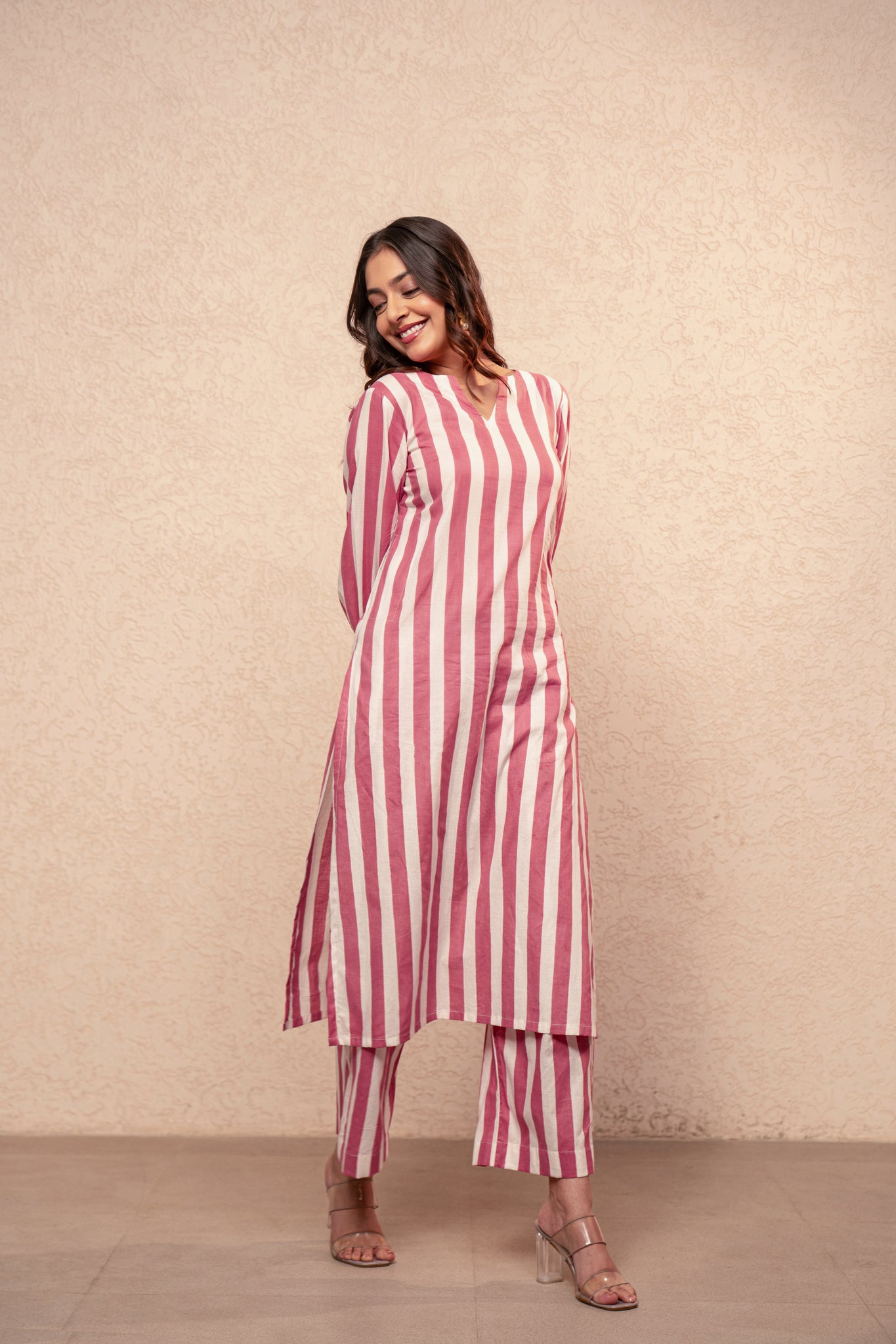 RUTH GREEN STRIPED KURTA SET