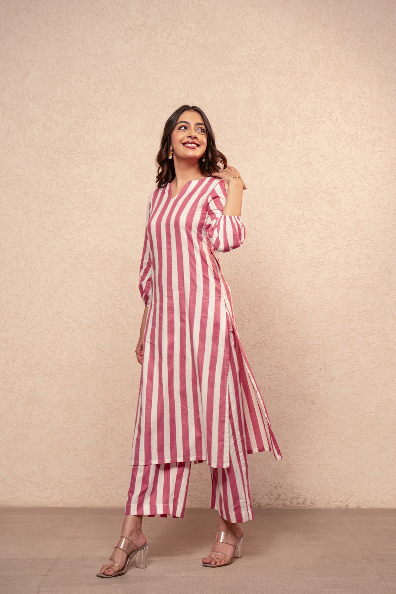 RUTH GREEN STRIPED KURTA SET