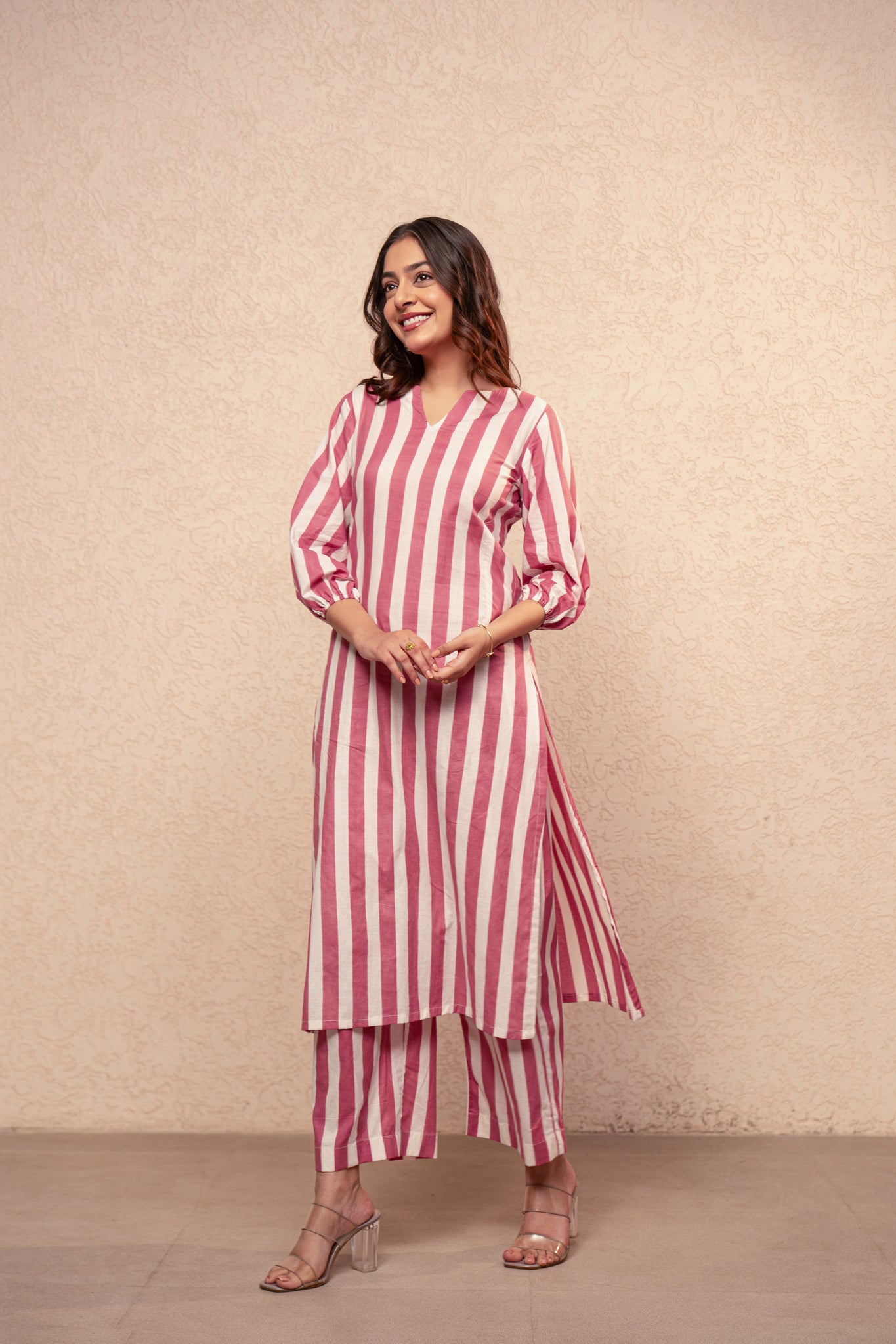 RUTH GREEN STRIPED KURTA SET