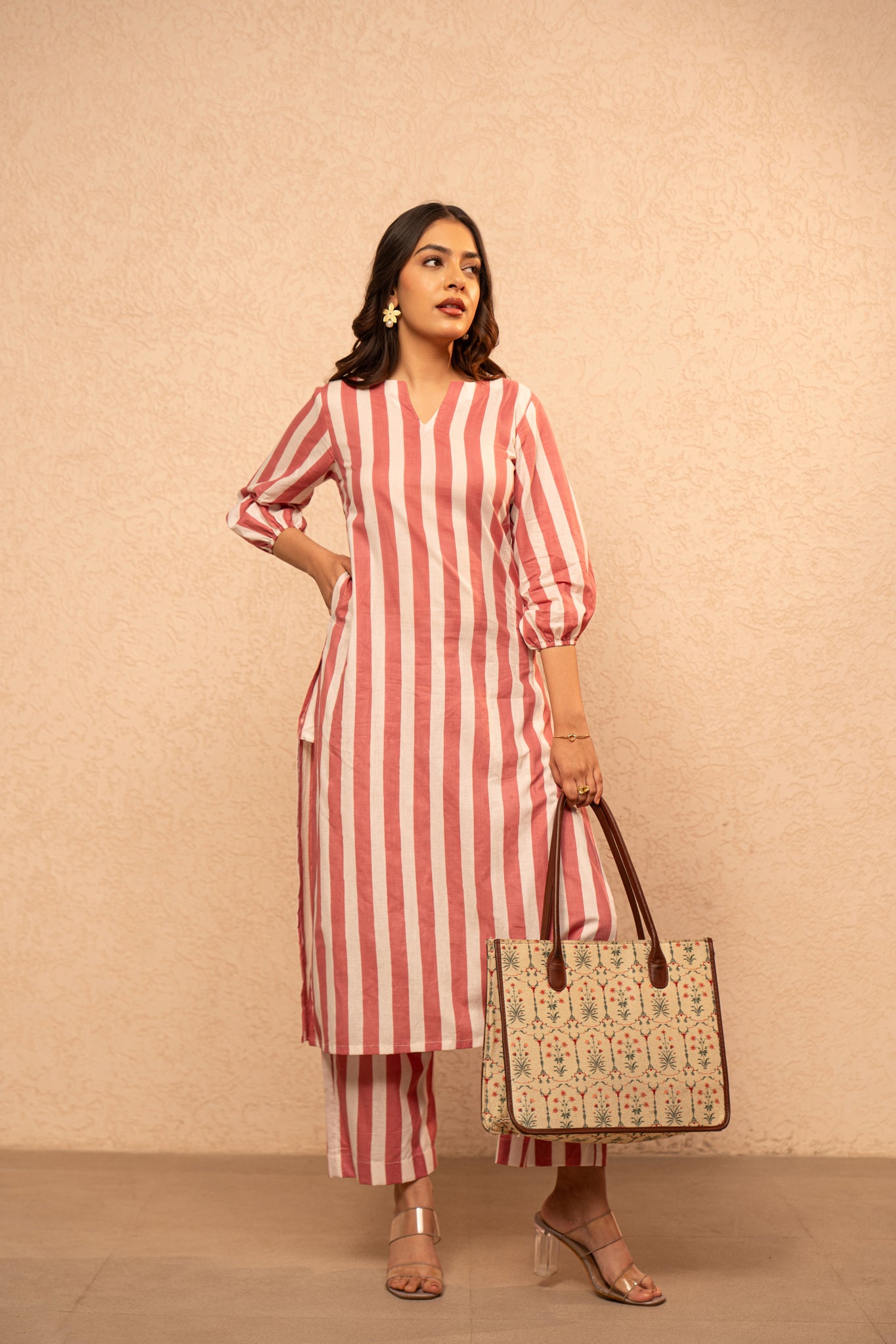 KIVIRA YELLOW STRIPED KURTA SET