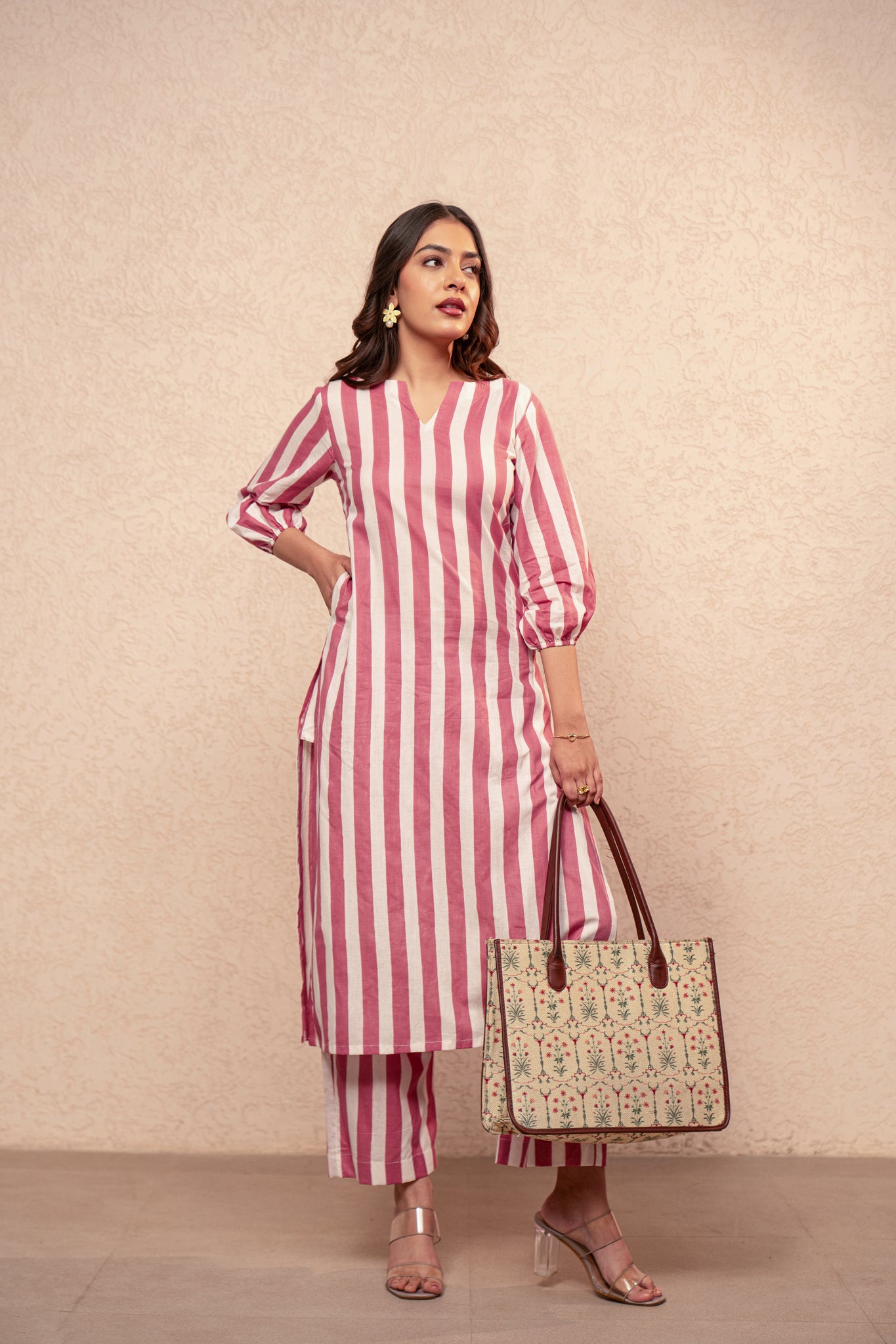 RUTH GREEN STRIPED KURTA SET