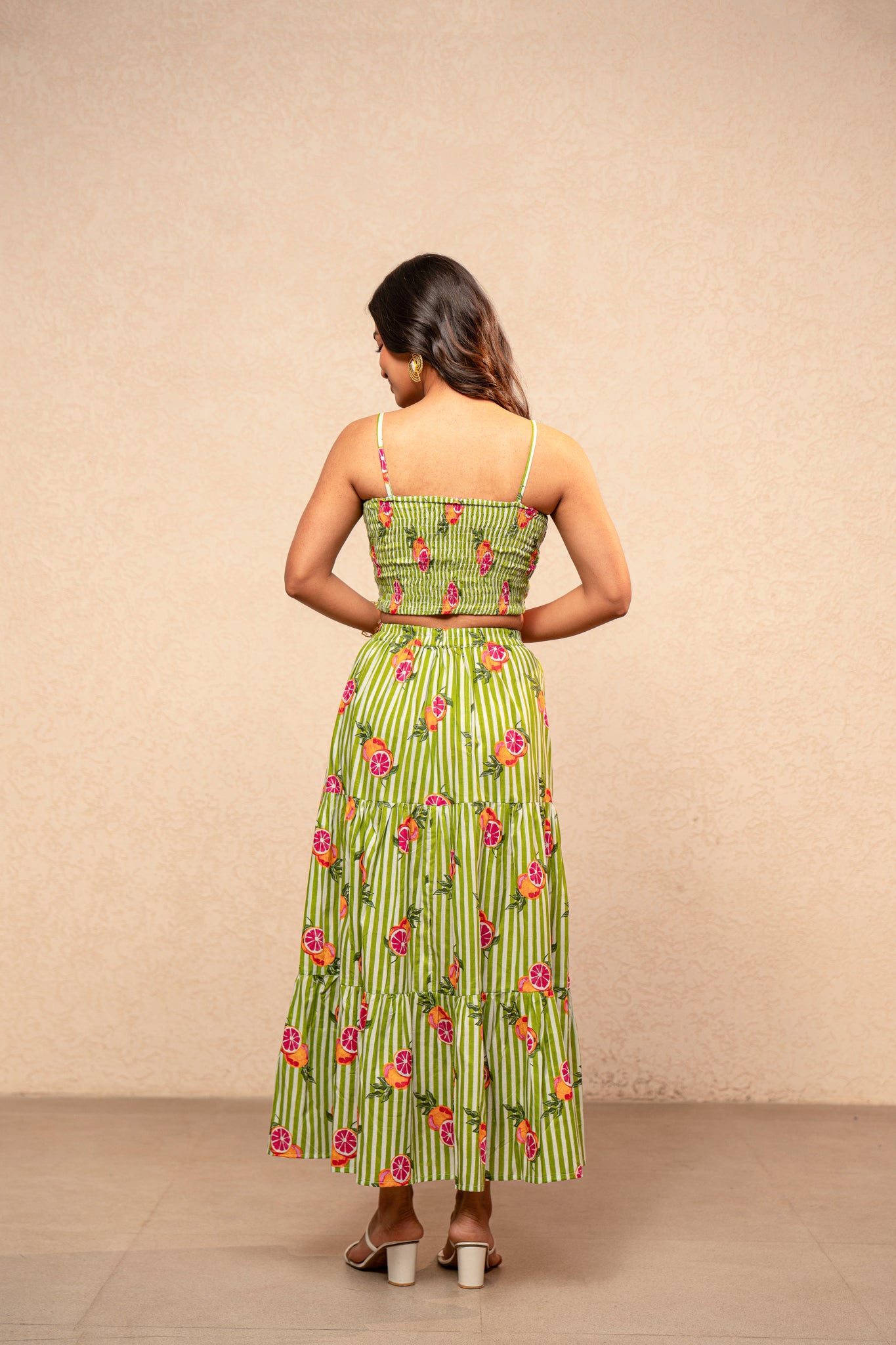 CLAIRE BLUE PRINTED STRIPED COORD SET