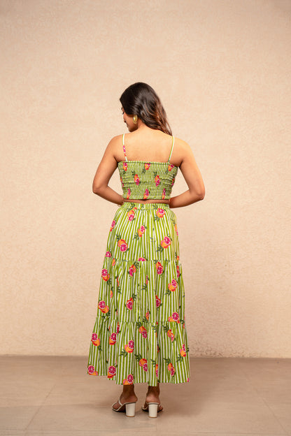 CLAIRE BLUE PRINTED STRIPED COORD SET