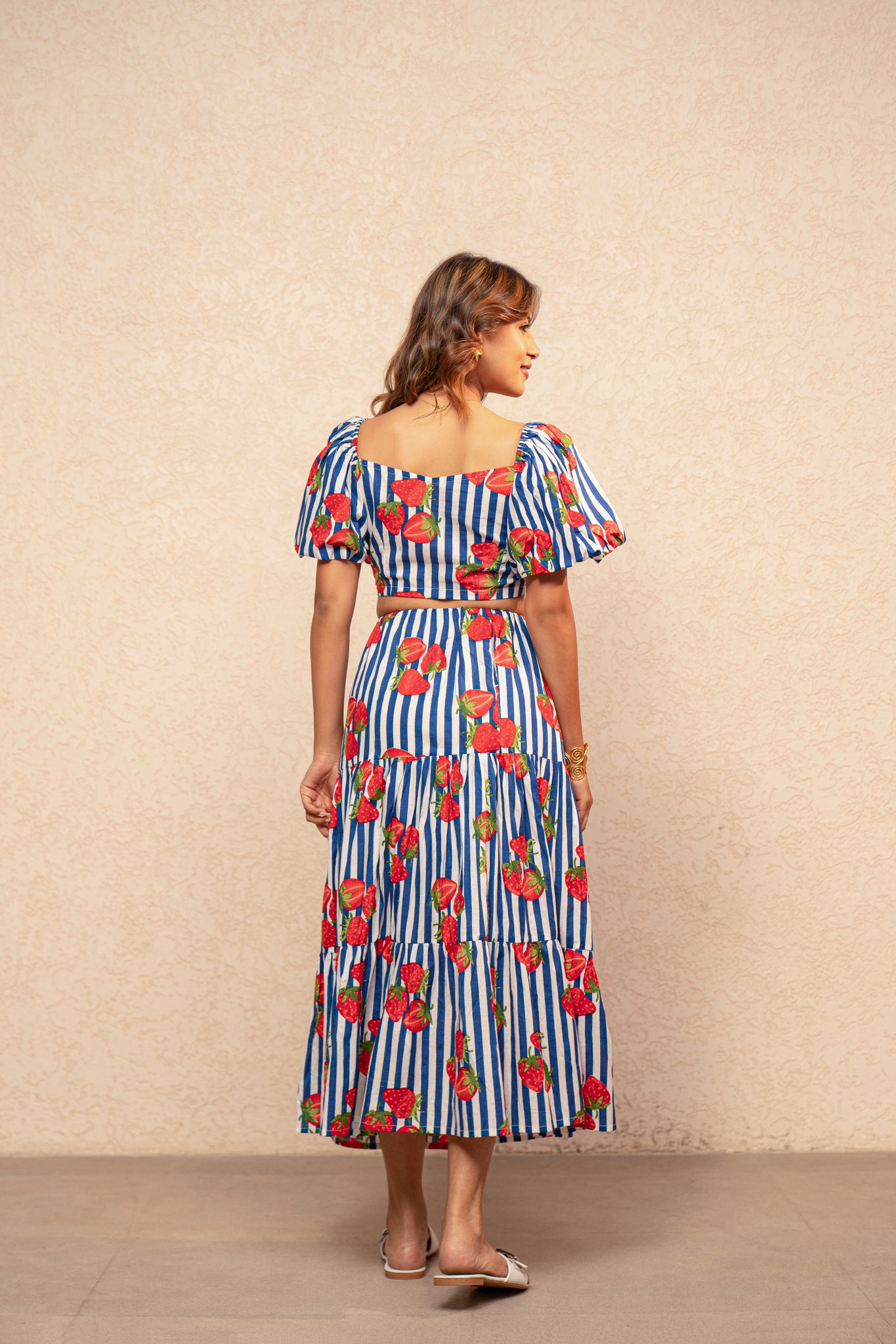 EDWINA GREEN PRINTED STRIPED COORD SET