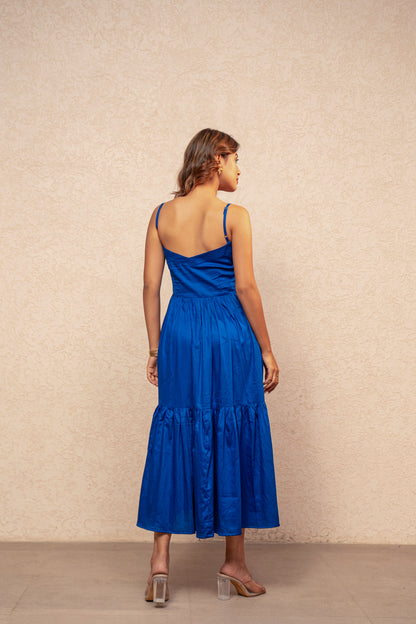ANA BLUE A-LINE TIERED DRESS