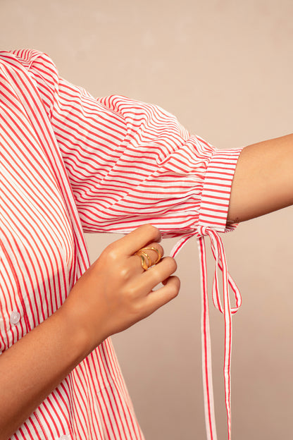 NISHI RED STRIPED COORD SET