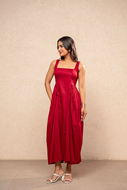 DEMAIRA RED A-LINE DRESS