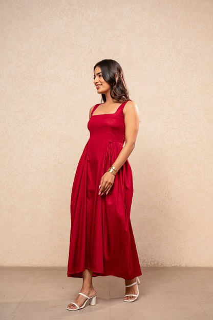 DEMAIRA RED A-LINE DRESS