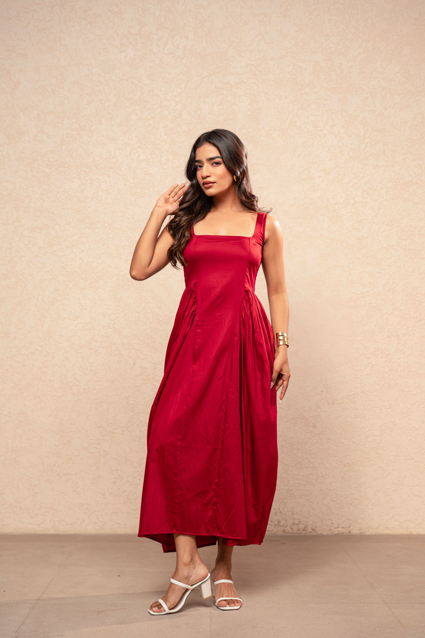 DEMAIRA RED A-LINE DRESS