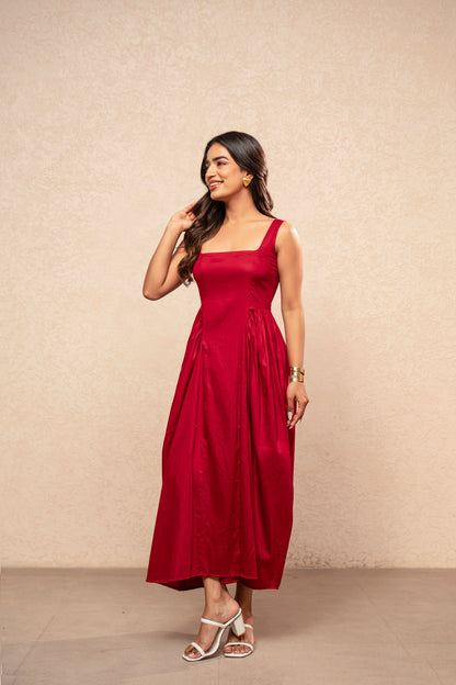 DEMAIRA RED A-LINE DRESS