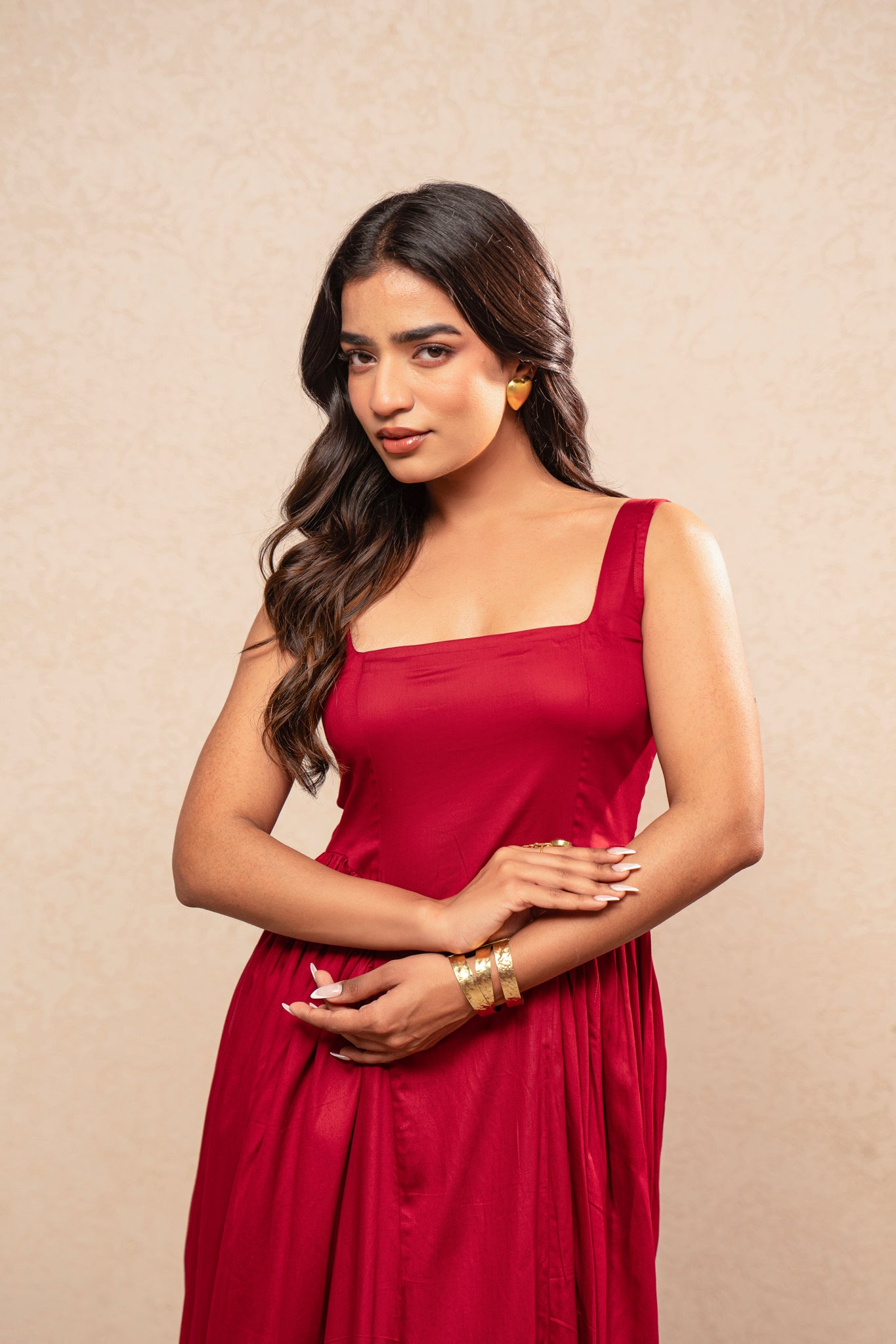 DEMAIRA RED A-LINE DRESS