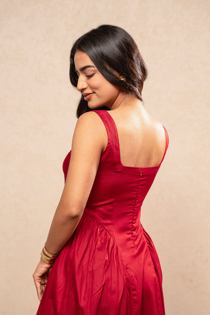 DEMAIRA RED A-LINE DRESS