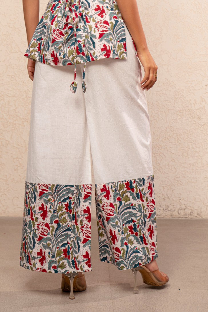 ZENIA WHITE FLORAL PANTS