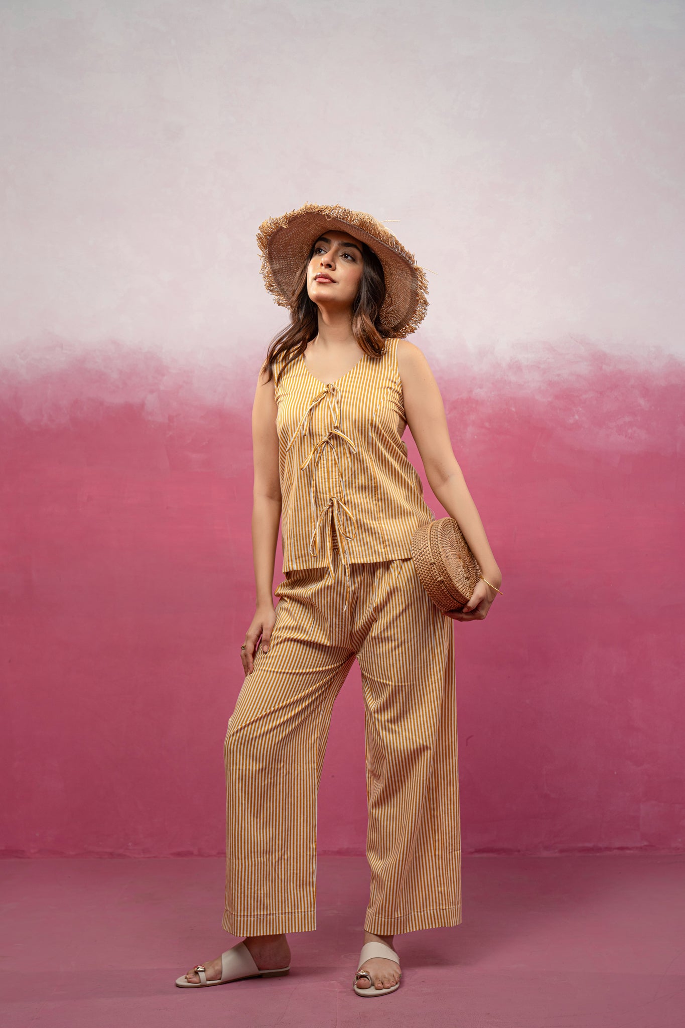 RINI YELLOW STRIPED COORD SET