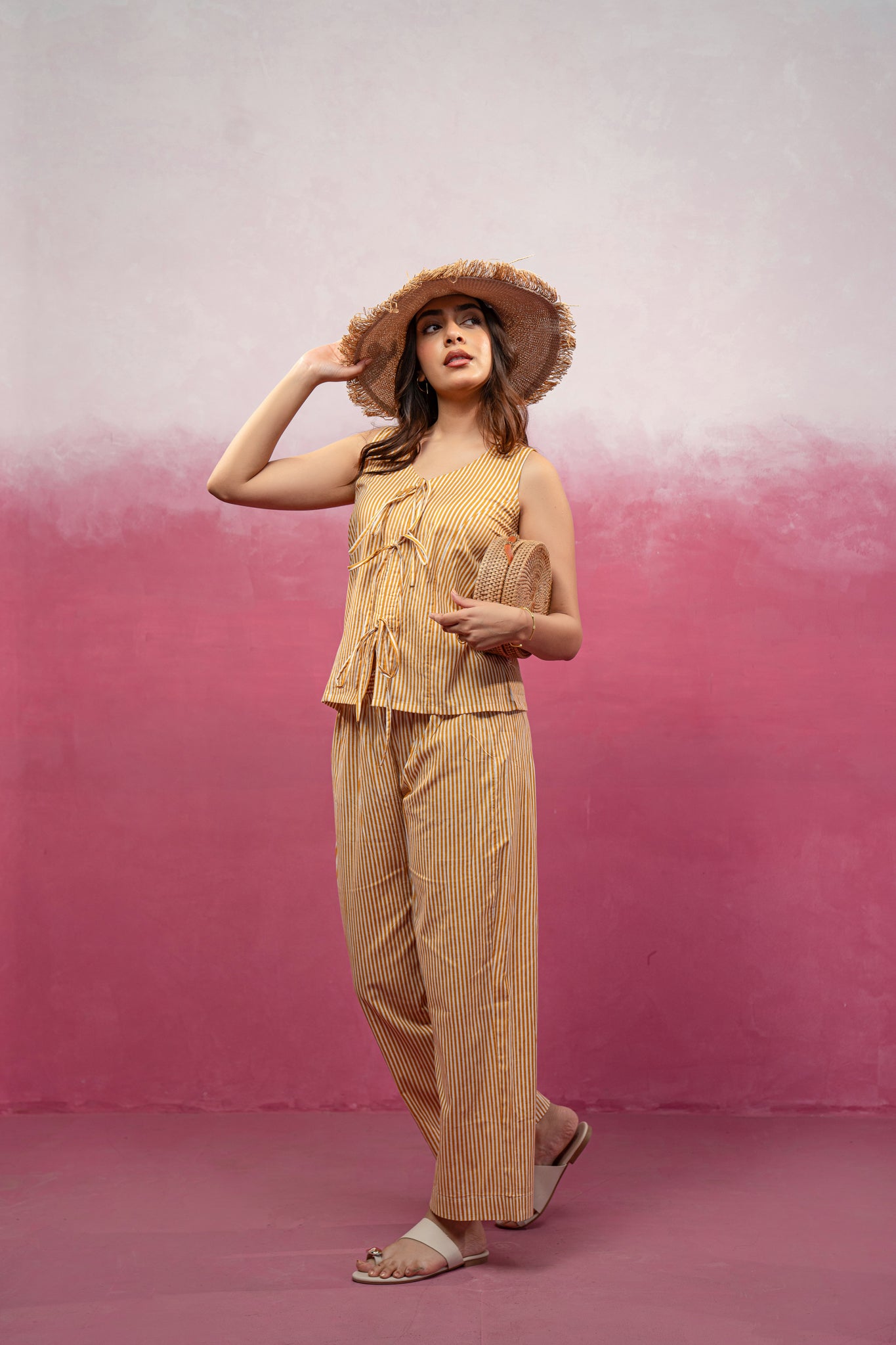 RINI YELLOW STRIPED COORD SET