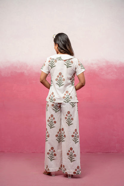 VASIRA WHITE FLORAL ANGARAKHA COORD SET