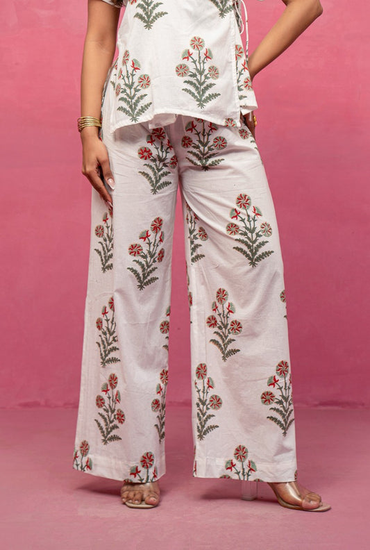 VIDHI WHITE FLORAL PANTS