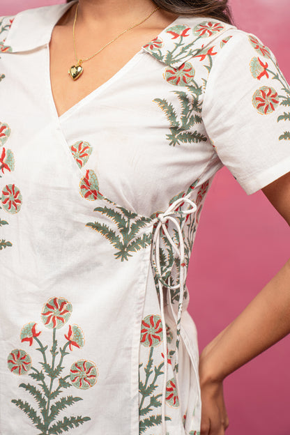VASIRA WHITE FLORAL ANGARAKHA COORD SET