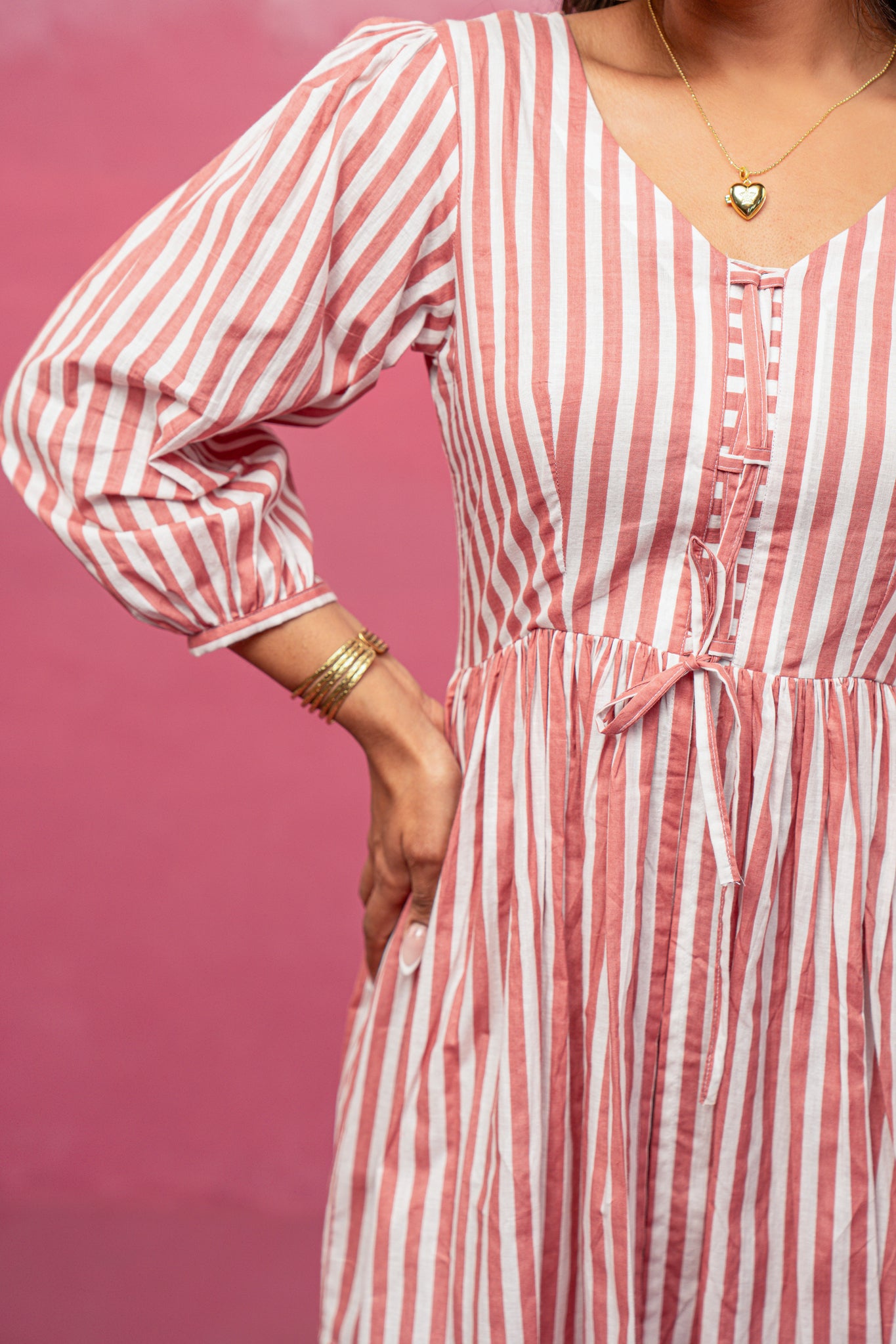KATHA PINK STRIPED COORD SET