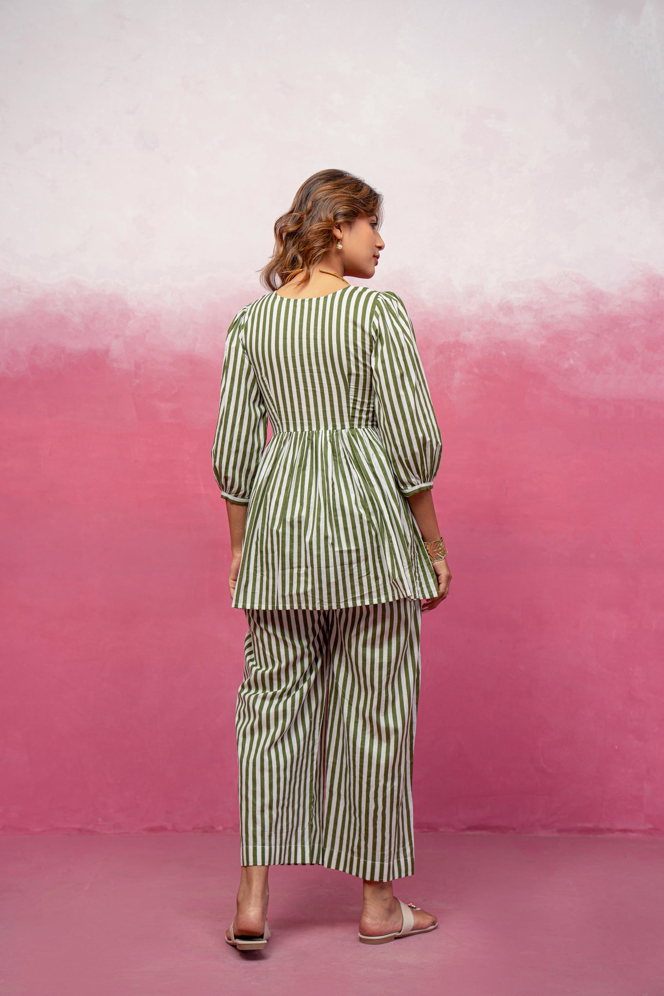 KATHA PINK STRIPED COORD SET