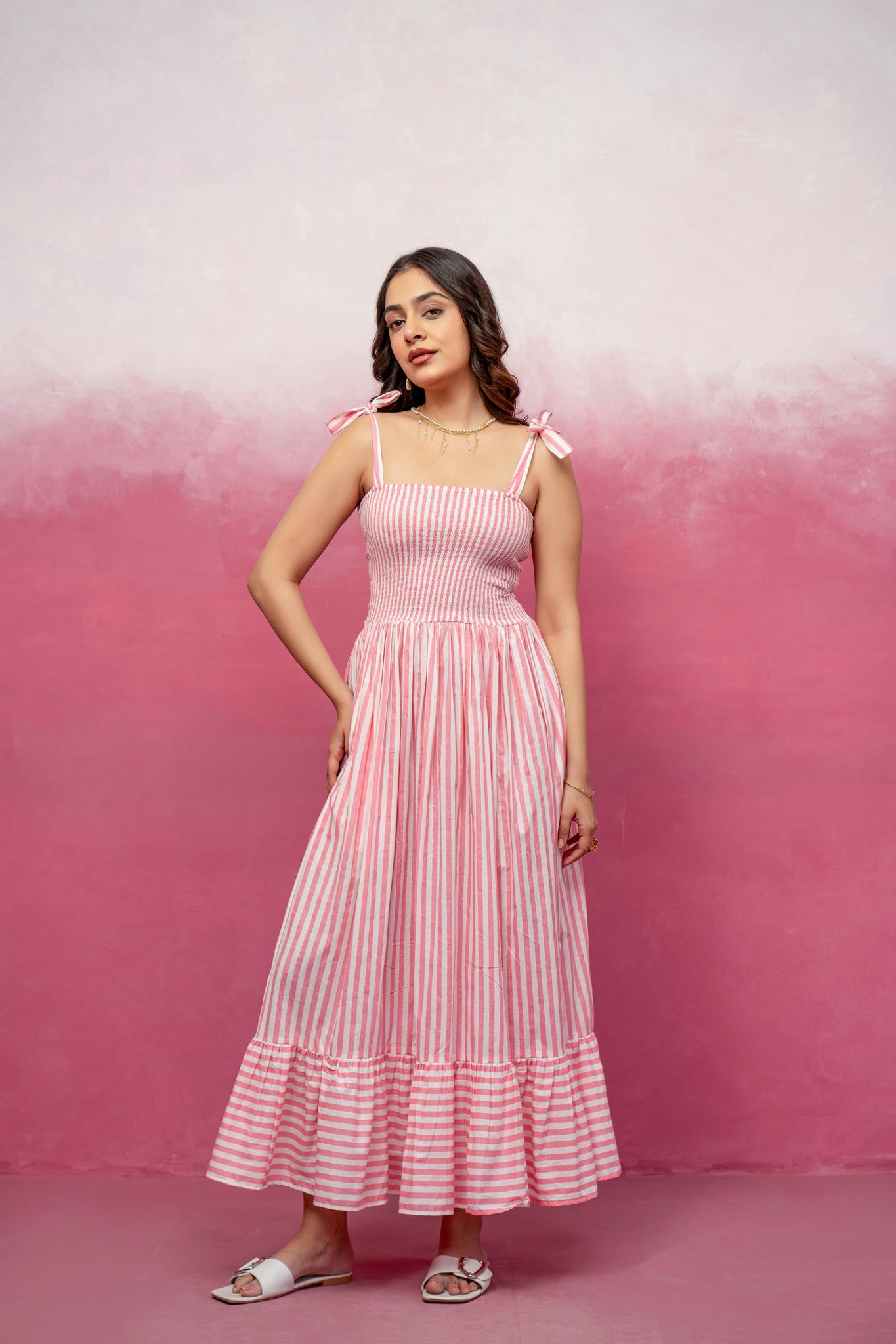 JULIA PINK STRIPED MAXI DRESS