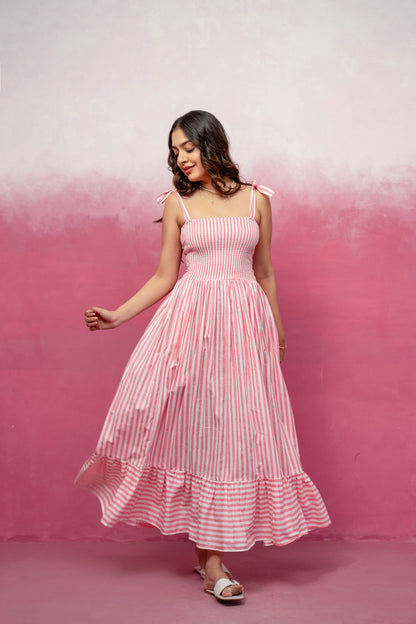 JULIA PINK STRIPED MAXI DRESS