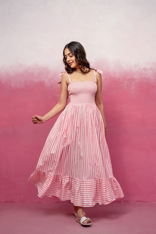 JULIA PINK STRIPED MAXI DRESS