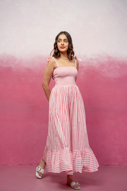 JULIA PINK STRIPED MAXI DRESS