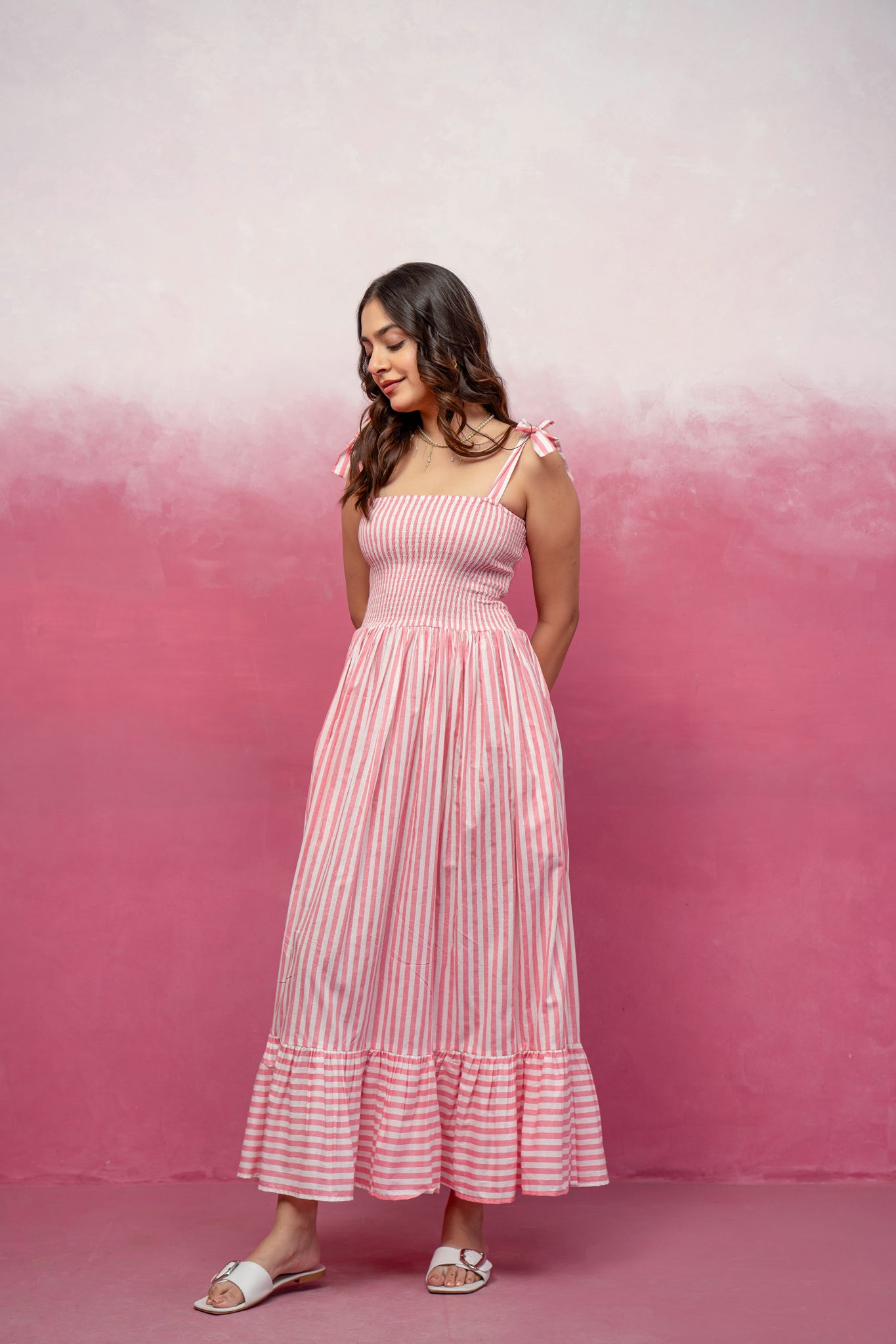 JULIA PINK STRIPED MAXI DRESS
