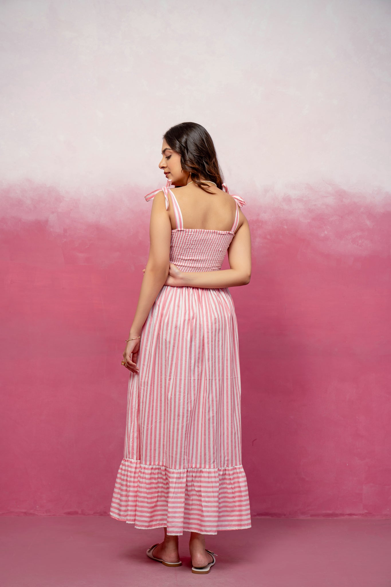 JULIA PINK STRIPED MAXI DRESS